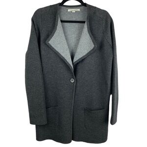 CATHERINE Malandrino Charcoal Grey Knit One Button Blazer Cardigan Large